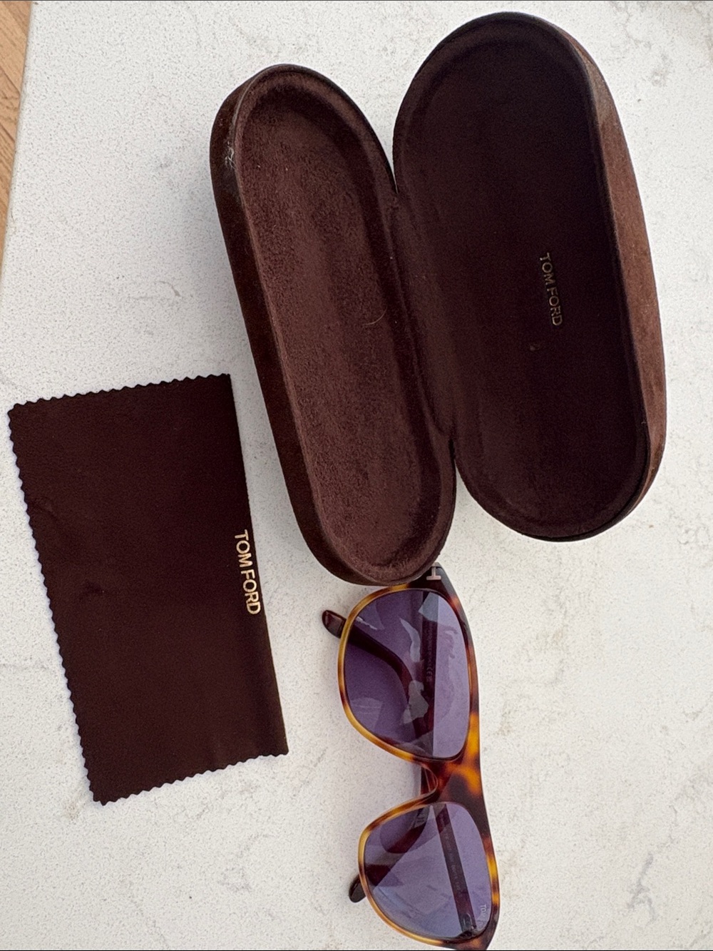 Tom Ford Men’s Tortoiseshell Sunglasses with Brown Case